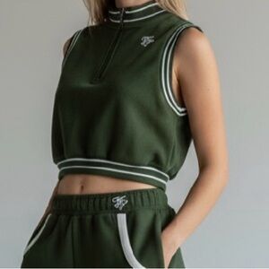 Green Sleeveless Crop Top and Jogger Set
